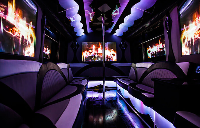 Party limo bus interior