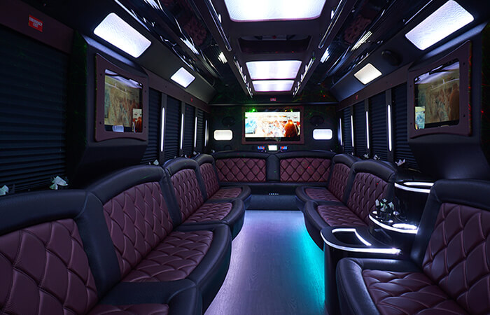 Party bus with flat screen TVs
